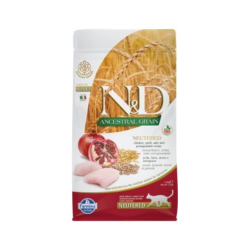 Farmina N&D Ancestral Grain Chicken & Pomegranate Neutered Adult Cat Dry Food - 300 g