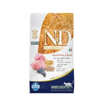 Farmina N&D Ancestral Grain Lamb and Blueberry Adult Dry Cat Food, 300 g