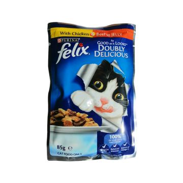 Felix Chicken and Beef In Jelly Adult Cat Food Pouch - 85 g