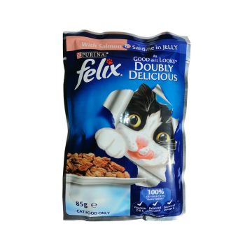 Felix Salmon and Sardine In Jelly Adult Cat Food Pouch - 85 g