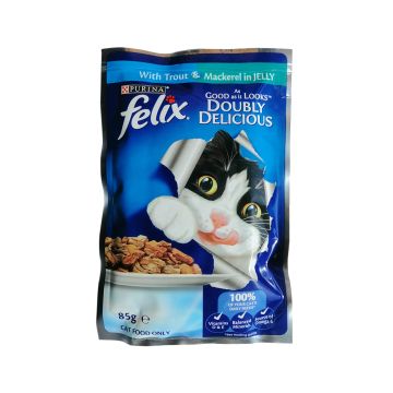 Felix Trout and Mackerel In Jelly Adult Cat Food Pouch - 85 g