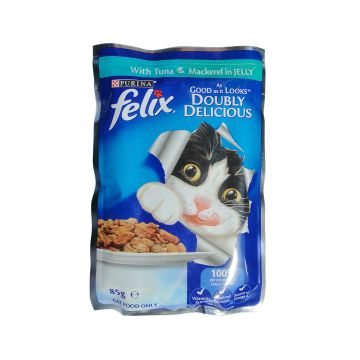 Felix Tuna and Mackerel In Jelly Adult Cat Food Pouch - 85 g