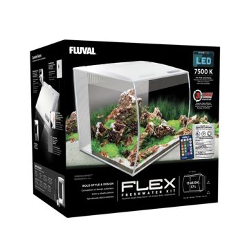 Fluval Flex Aquarium Kit, 57 Liters - White - 41L x 39W x 39H cm