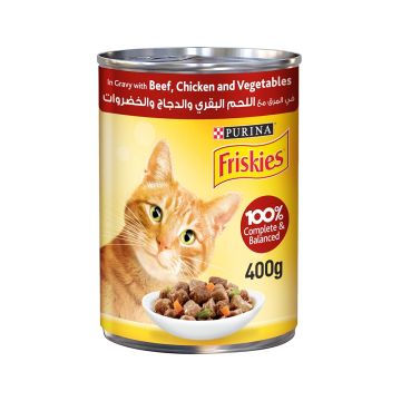 Friskies Beef - Chicken & Vegetables in Gravy Canned Cat Food - 400g - Pack of 24