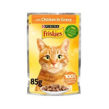 Friskies Chicken in Gravy Cat Food Pouch - 85g - Pack of 26