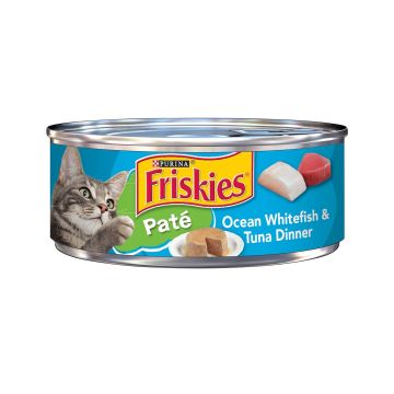 Friskies Pate Ocean Whitefish and Tuna Dinner Canned Cat Food - 156 g - Pack of 24