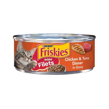 Friskies Prime Fillets Chicken & Tuna Dinner in Gravy Canned Cat Food - 156g