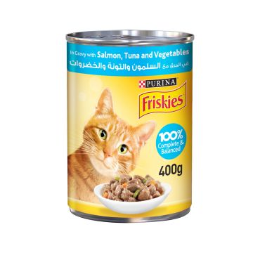 Friskies Salmon - Tuna & Vegetables in Gravy Canned Cat Food - 400g - Pack of 24