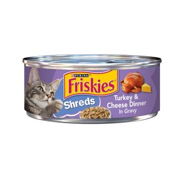 Friskies Shreds Turkey and Cheese Dinner in Gravy Canned Cat Food - 156 g - Pack of 24