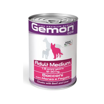 Gemon Medium Chunks with Beef and Liver Adult Canned Dog Food - 415 g