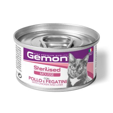 Gemon Mousse with Chicken and Livers Sterilized Canned Cat Food - 85 g