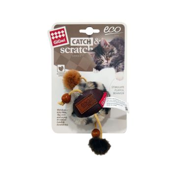 GiGwi Ball Catch and Scratch Eco line with Slivervine Leaves and Leatherette Cat Toy