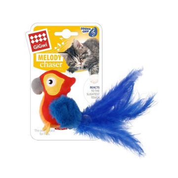 GiGwi Melody Chaser Red Parrot with Motion Activated Sound Chip