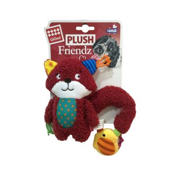 GiGwi Plush Friendz Squirrel with Squeaker and Crinkle Dog Toy