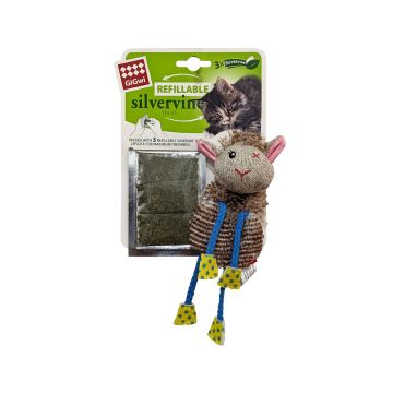GiGwi Sheep Refillable Slivervine with 3 Slivervine Teabags with Ziplock Bag Cat Toy