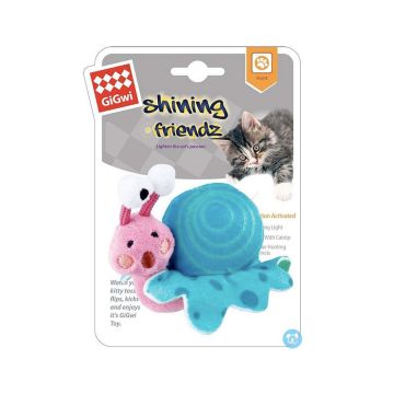 GiGwi Shining Friends Snail with Activated LED Light & Catnip Inside