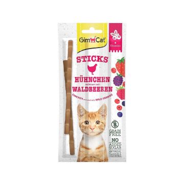 GimCat Duo-Sticks with Chicken and Wild Berries Cat Treat, 3 Pcs