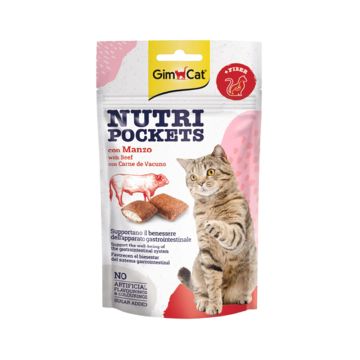 GimCat Nutri Pockets Beef & Malt Cat Treats, 60g
