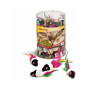 GimCat Tube Mice With Feathers Cat Toy - Assorted Colors
