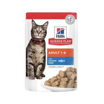 Hill's Science Plan Adult Cat Food With Ocean Fish Gravy Pouch - 85g - Pack of 12