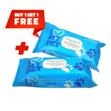 I Love My Pet Wipes with Musk & Argan Oil, 100 pcs - Buy 1 Get 1 Free