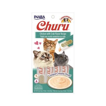 Inaba Churu Chicken with Crab Puree Cat Treat, 4 x 14g