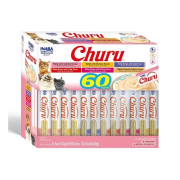 Inaba Churu Tuna Variety Megabox Lickable Cat Treats - 14g x 60 pcs