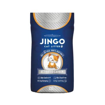 Jingo Natural White Bentonite Activated Carbon Cat Litter - 20 L