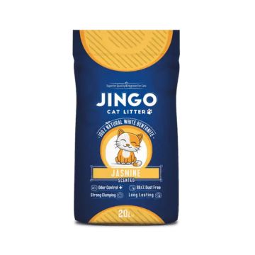 Jingo Natural White Bentonite Jasmine Scented Cat Litter - 20 L