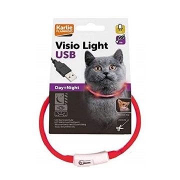 Karlie Visio Light LED Tube Collar for Cats - Red