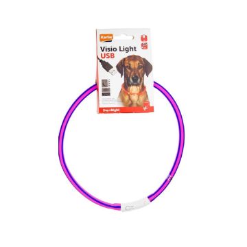 Karlie Visio Light LED Zebra Dog Collar - Violet/Pink