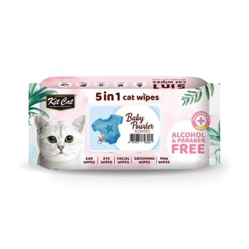 Kit Cat 5-In-1 Cat Wipes Baby Powder Scented