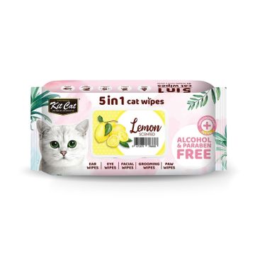 Kit Cat 5-In-1 Cat Wipes Lemon Scented