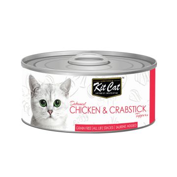 Kit Cat Chicken & Crabstick Toppers Canned Cat Food - 80g 