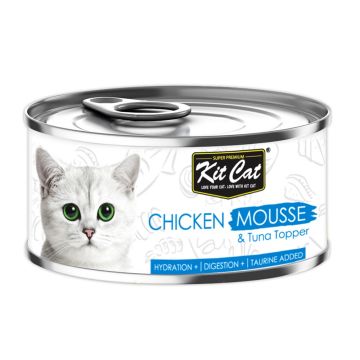 Kit Cat Chicken Mousse With Tuna Topper Canned Cat Food - 80 g - Pack of 24