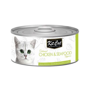 Kit Cat Chicken & Seafood Toppers Canned Cat Food, 80g