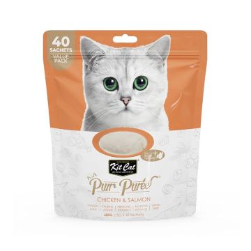 Kit Cat Purr Puree Chicken & Salmon (40 Sachets Value Pack) - 600g