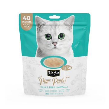 Kit Cat Purr Puree Tuna & Fiber Hairball (40 Sachets Value Pack) - 600g
