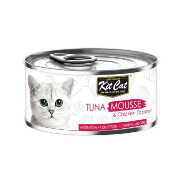 Kit Cat Tuna Mousse & Chicken Toppers Wet Cat Food - 80g - Pack of 24