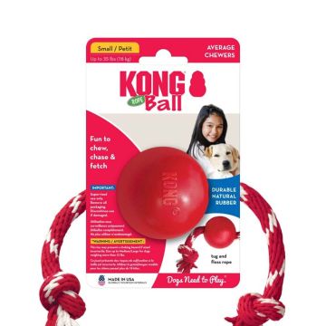 Kong Ball with Rope Dog Toy, Small