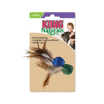 Kong Naturals Crinkle Ball with Feathers Cat Toy, Assorted Colors