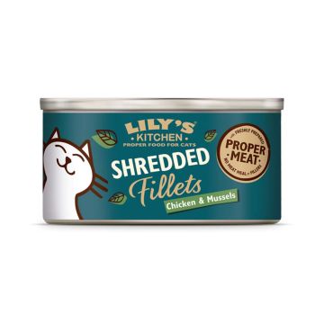 Lily's Kitchen Shredded Fillets Chicken & Mussels in Broth Canned Cat Food - 70g