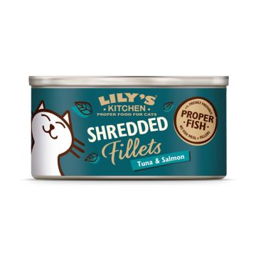 Lily's Kitchen Shredded Fillets Tuna & Salmon in Broth Canned Cat Food - 70g