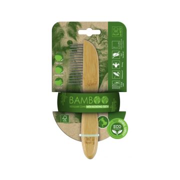 M-Pets Bamboo Regular Comb with Rotating Teeth