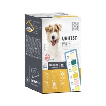 M-Pets Uritest Dog Training Pads - 15 Pads with Uritest Strips