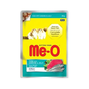 Me-O Tuna And Sardine In Jelly Kitten Cat Food Pouch - 80g - Pack of 12