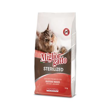 Miglior Gatto Kibble with Beef Sterilized Adult Dry Cat Food - 1.5 kg