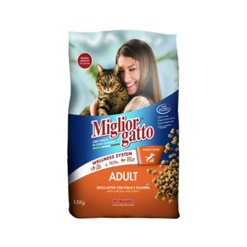 Miglior Adult Kibbles Chicken with Turkey Dry Cat Food - 1.5 Kg