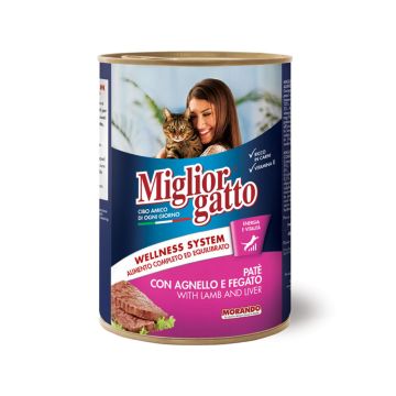 Miglior Gatto Pate with Lamb and Liver Canned Cat Food - 400 g