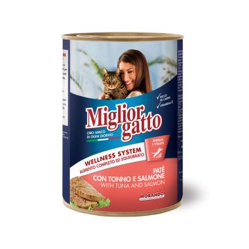 Miglior Gatto Pate with Tuna and Salmon Canned Cat Food - 400 g